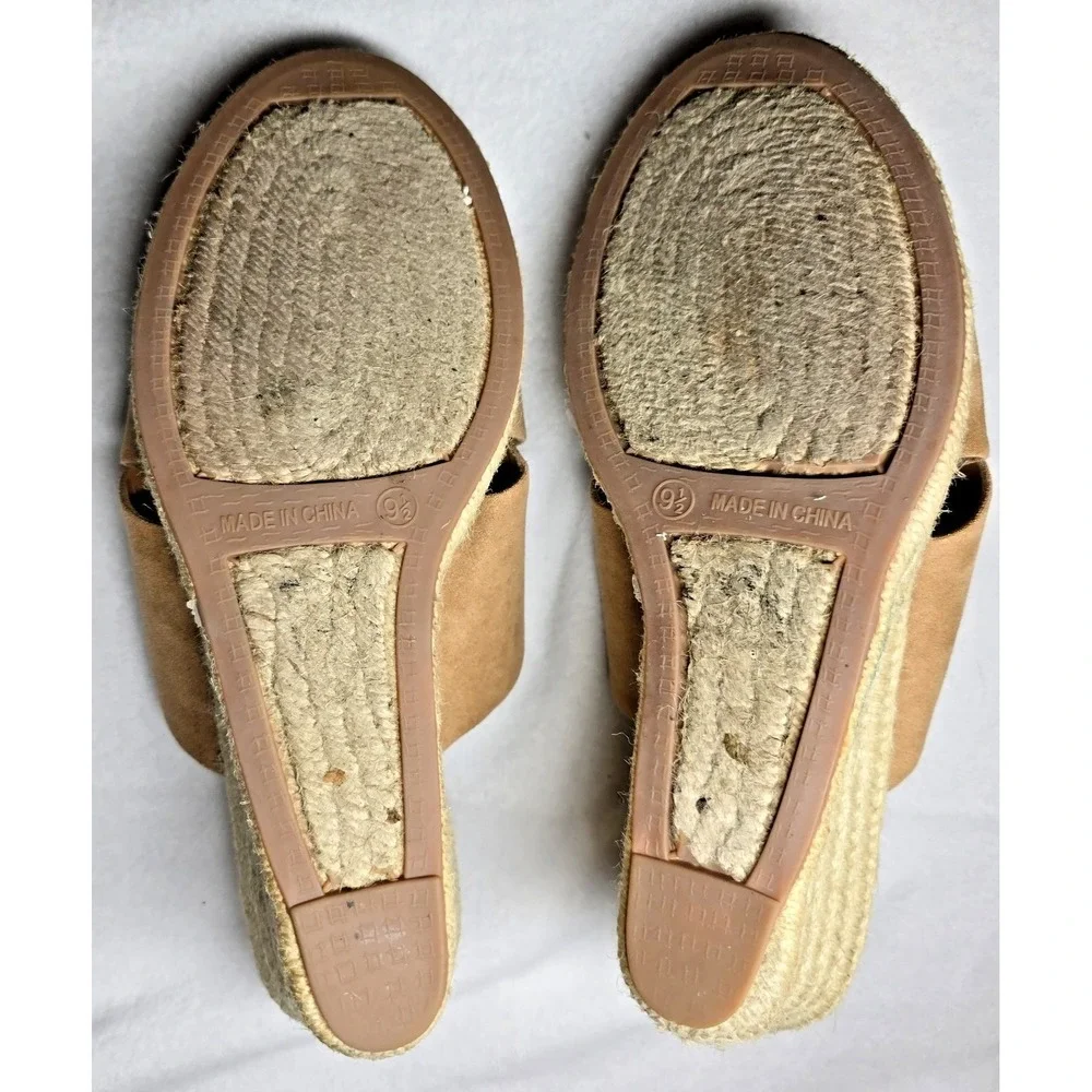 J Crew Espadrilles Wedge Sandals Neutral Rope Jute Coastal Resort Boho Women 9.5